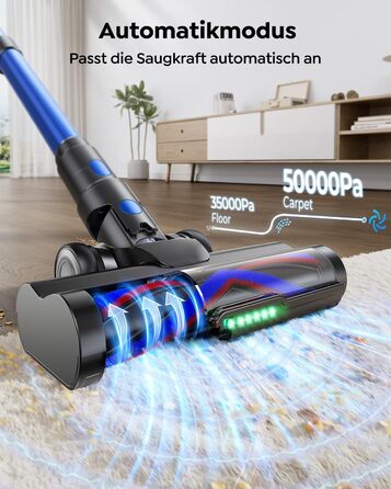 Акумуляторний пилосос SunSare бездротовий 600W 50000Pa 65хв з насадкою 1м, аромафункцією, гнучким шлангом, тримачем для зарядки, автоматичним режимом для підлоги, килимів, шерсті тварин