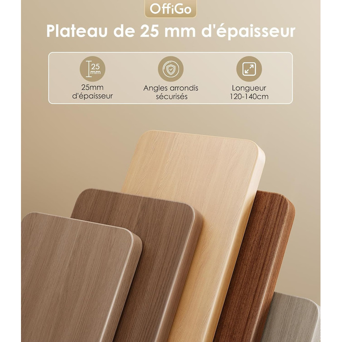 Регульований стіл OffiGo з двома моторами, ніжки столу з USB-C, електричний стіл-підйомник з 3-ма пам'ятними функціями, для столу 100-200 см (120 см, дуб)