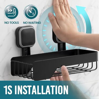 Корзина для душу TAILI з присосками, нержавіюча сталь, без свердління, чорна, 2 шт.