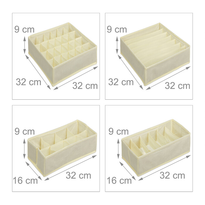 Relaxdays 4 шт. Комплект органайзерів для нижньої білизни