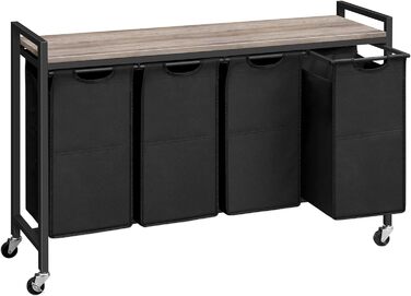 Кошик для білизни HOOBRO з 3 відділеннями, 119 л, з ручками та колесами, білий