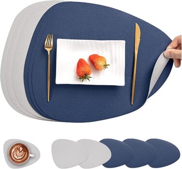 Набір серветок Myir JUN з екошкіри (6 шт., сіро-блакитний)