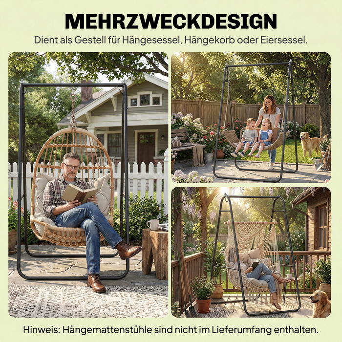 Стійка для гамака, вантажопідйомність 150 кг, для внутрішнього та зовнішнього використання, Чорна