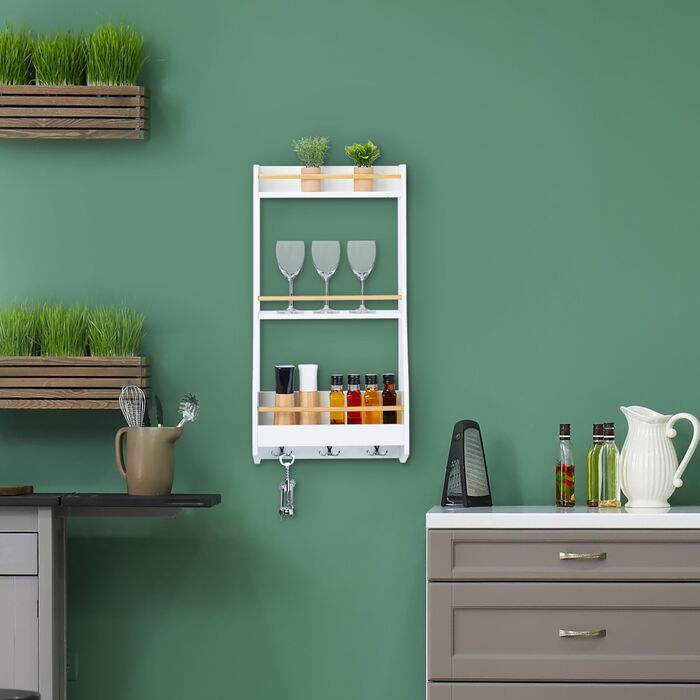 Поличка для стін з 6 гачками Relaxdays