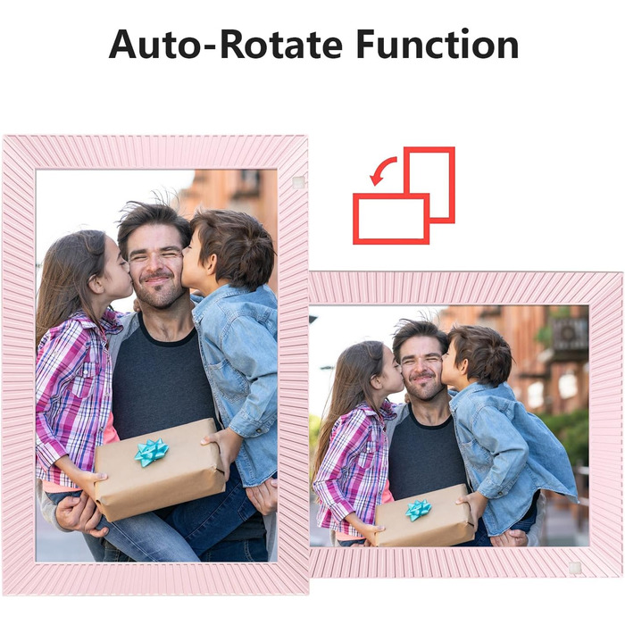 Цифровий фоторамка Cytem 10.1 дюйма з Wi-Fi, 32GB, сенсор руху, автоматичне поворотом, IPS 16:10 дисплей, сенсорний екран (рожевий)