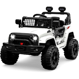 Дитячий електромобіль 12V з пультом, амортизацією, LED, Bluetooth, 2 швидкості, для дітей 3-8 років, білий