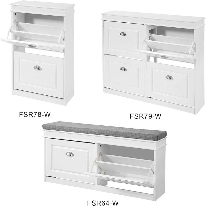 Полка для взуття SoBuy з сидінням, білий, 104x52x24 см, FSR64-W