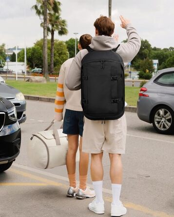 Спортивна сумка LOVEVOOK для чоловіків з відділенням для взуття, 65L, 52x45x28 см, Duffel Bag, для подорожей, Gym Bag, ручна поклажа, чорна