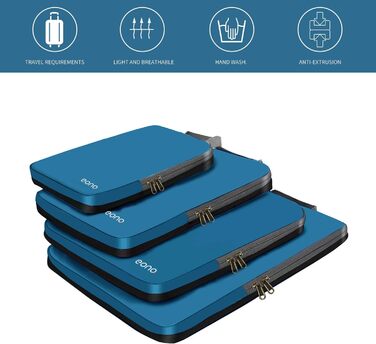 Набір компресійних органайзерів для одягу в дорогу Eono by Amazon, 4 шт, темно-синій — пакувальні куби для валізи та рюкзака