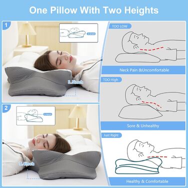 Ортопедична подушка HBYGE з Memory Foam для сну на боці, ергономічна подушка для шиї