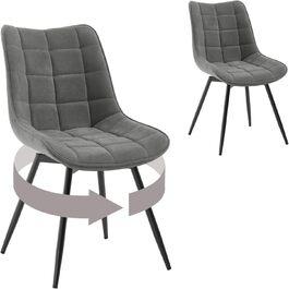 Крісла для їдальні WOLTU, набір 2 шт., обертаються, для кухні, вітальні, з м'яким сидінням з велюру, металеві ніжки, темно-сірий