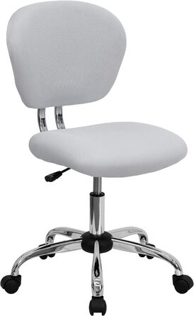 Офісне крісло Flash Furniture H-2376-F-WHT-GG, середня спинка, біла сітка, хромована основа, без підлокітників