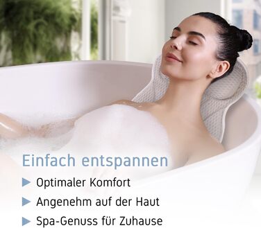 Преміум подушка для ванни з підголовником та підтримкою шиї | Ергономічна подушка для ванни з присосками | Синій (Сірий)