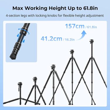Відеоштатив-монопод SMALLRIG CT150 61,8” з панорамною/нахильною головкою, швидкознімною пластиною Arca, для відеокамери, 360° панорамування, 90°/-70° нахил, макс. навантаження 3 кг – 4937