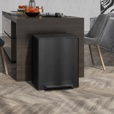 Відро для сміття HOMCOM 2x25L Педаль Відро для сміття з нержавіючої сталі з кришкою та ножною педаллю, Косметичний контейнер з внутрішнім відром для вітальні та офісу, 47,7x37,5x56 см