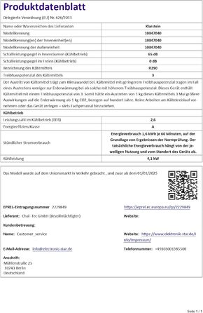 Klarstein AireLux: Мобільний кондиціонер 14000 BTU, до 51 м², керування через додаток та голосовий помічник, 4-в-1 (охолодження, осушувач, вентилятор, нічний режим), тихий, темно-сірий