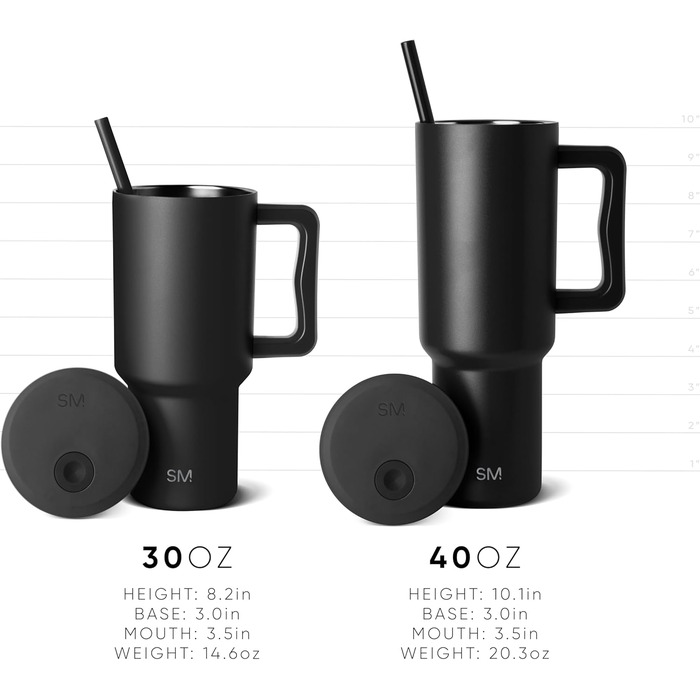 Термокружка Simple Modern з трубочкою та ручкою | 1180 мл, нержавіюча сталь, ізольована | Ідеальний подарунок для жінок та чоловіків | Almond Birch