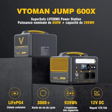 Портативна електростанція VTOMAN Jump 600X 600 Вт, сонячний генератор 299 Втгод, акумулятор LiFePO4, розширюється