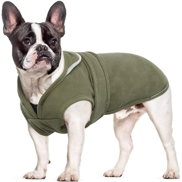 Зимове пальто для собак з полотна Kuoser, світловідбиваюча тепла флісова куртка для маленьких цуценят середнього розміру, водонепроникний і вітрозахисний жилет для собак з отвором для ременя безпеки XS-3XL (окружність грудей S 32-40 см, довжина спини 26 с