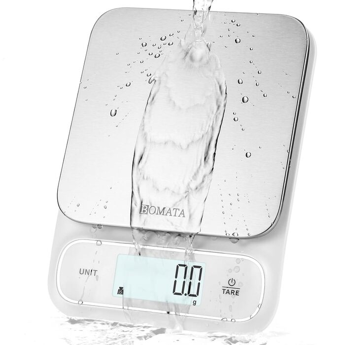 Кухонні ваги BOMATA: цифрові, вологостійкі, 5 кг, точність 0.1 г, USB-C, нержавіюча сталь