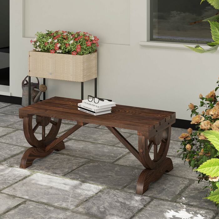 Садова лавка Outsunny Wood Атмосферостійка 98 x 50 x 39.5 см, Сільська лавка для садових меблів, міцна та стильна