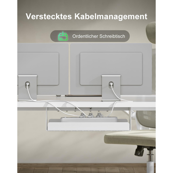Електричний стіл Devoko з регулюванням висоти 200x80 см, білий, з USB-C зарядкою та органайзером для кабелів