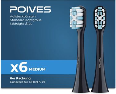 Електрична зубна щітка POIVES P1 Pro з датчиком тиску, 72000 рухів, 4 роки гарантії, 111 днів без ризику, тривалий час роботи акумулятора, колір: Midnight Blue