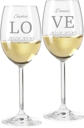 Подарунковий набір для келихів для вина - Келихи з гравіюванням - Подарункові набори для вина-весільні подарунки-Подарунки для пар-біле вино- (любов)