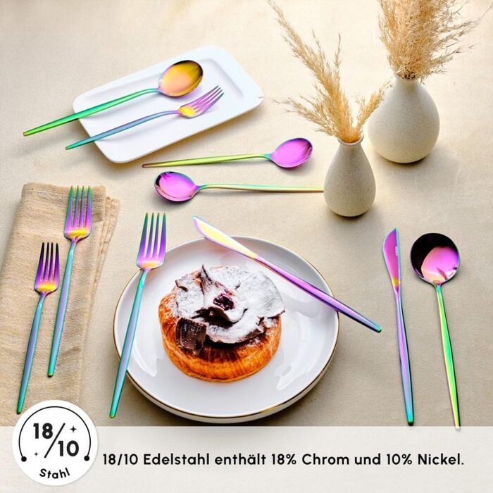 Набір столових приборів Karaca Orion (60 предметів) для 12 осіб - нержавіюча сталь, ножі, виделки, ложки, блискучі ножі та виделки, кухонний набір (Райдуга)