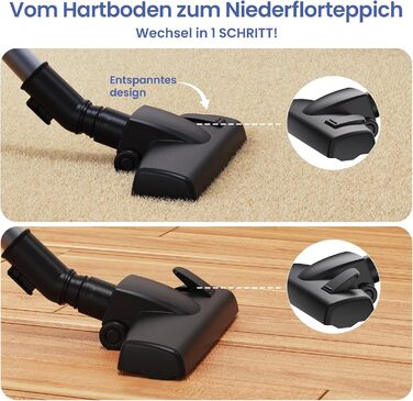 Версолайф C8PRO - пилосос з кабелем, 30000Pa/600W, 6-в-1, для твердих поверхонь, килимів та шерсті тварин, чорний