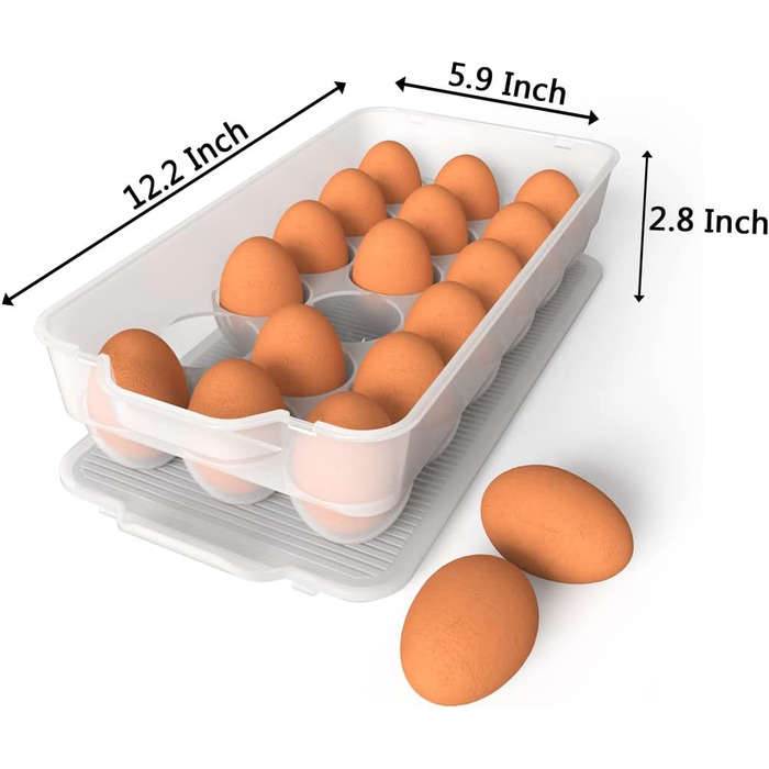 Тримач для яєць з кришкою, прозорий, 3 шт, пластиковий контейнер для яєць у холодильник, 18 яєць