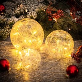 Скляна куля набір з 3 світлодіодних кульок прикраса столу восени різдвяна прикраса в приміщенні прикраса підвіконня прикраса кулі з підсвічуванням кулі в приміщенні на батарейках декоративні кулі світлодіодне світло для прикраси прикраса столу жовта куля