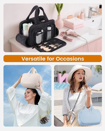 Сумка для косметики OVEVOOK велика, водонепроникна, з відділенням для мокрого, рожева (L, Бежева)