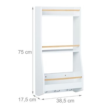 Поличка для стін з 6 гачками Relaxdays