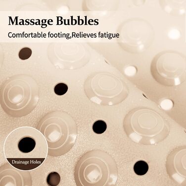 Килимок для душу протиковзкий 50x80 см з присосками та отворами для стоку води, бежевий