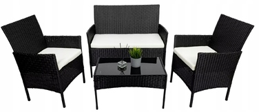 Комплект садових меблів Rino з ротанга, чорний, 7 предметів