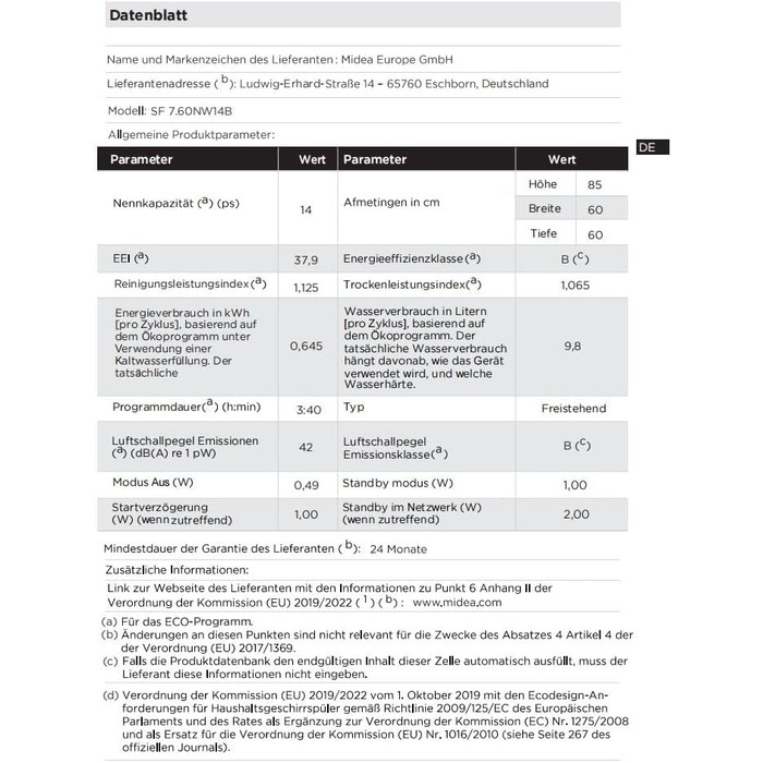Посудомийна машина Midea SV 5.14K10C, 45 см, 10 комплектів, вбудована, з Wi-Fi, 8 програм, 44 дБ, автоматичне відкриття дверцят, таймер затримки 0-24 год, Inox