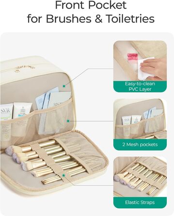 Сумка для косметики BAGSMART для жінок, велика дорожня косметичка, об'ємна косметична сумка, сумка для макіяжу та косметики з ручкою, чорна