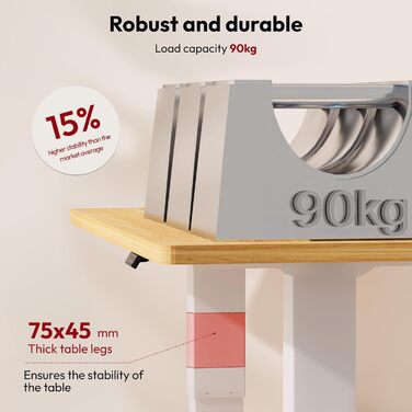 Регульований стіл Sanodesk 160x70 см – електричний підйомний стіл, чорний, до 90 кг