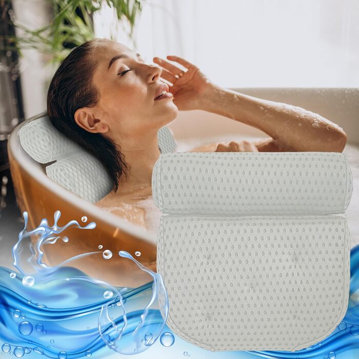 Подушка для ванни з присосками - ергономічна підголовник для ванної (біла)