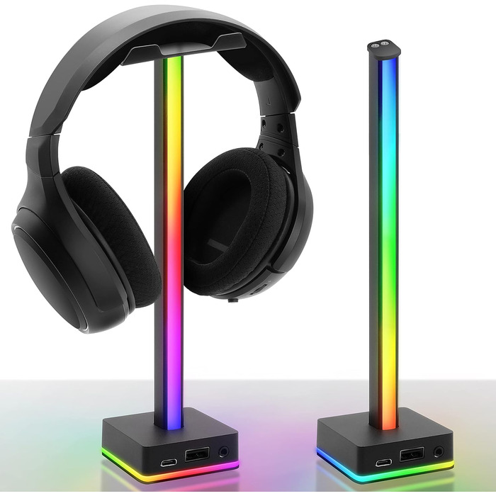 Світлодіодна світло-смуга EZDIY-FAB для навушників з кріпленням, RGB-підсвічування, 50 режимів, аксесуар для геймерського ПК, чорний