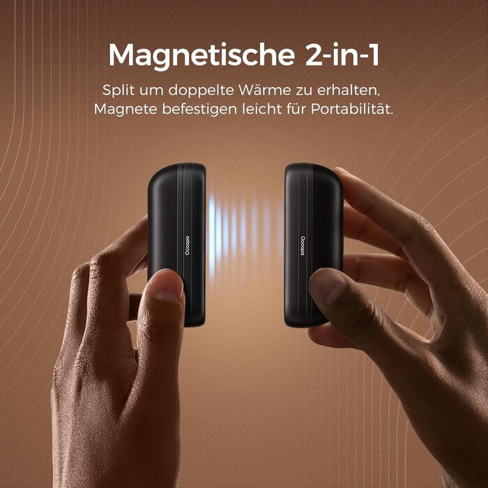 Нагрівач для рук OCOOPA UT2S Mini, 5200mAh, 2 шт. в наборі, магнітний, електричний, для кемпінгу та відпочинку на природі, чорний