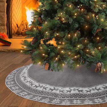 Спідниця для різдвяної ялинки Weldomcor, 122 см, в'язана ковдра для різдвяної ялинки, круглий килимок зі сніжинок із зображенням лося, великий ялинковий килимок для Різдва