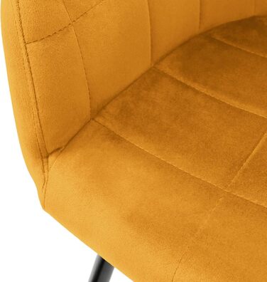 ECD Germany Комплект обідніх крісел (6 шт) з підлокітниками та спинкою, м'яке оксамитове покриття, металеві ніжки, ергономічні крісла для їдальні та вітальні, колір охра