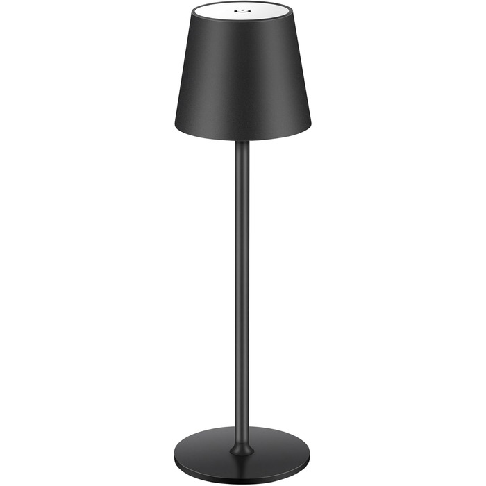 Бездротова LED-лампа настільна з регулюванням яскравості та 3 колірними температурами, сенсорне керування, зарядка через USB-C, для дому, кемпінгу, набір (чорний)