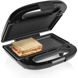 Сендвіч-машина Tristar 3-в-1 SA-3071 - Змінні пластини для сендвічів, гриля та вафель - Поверхня гриля 22,4 x 12,5 см - 750 Вт, Чорний