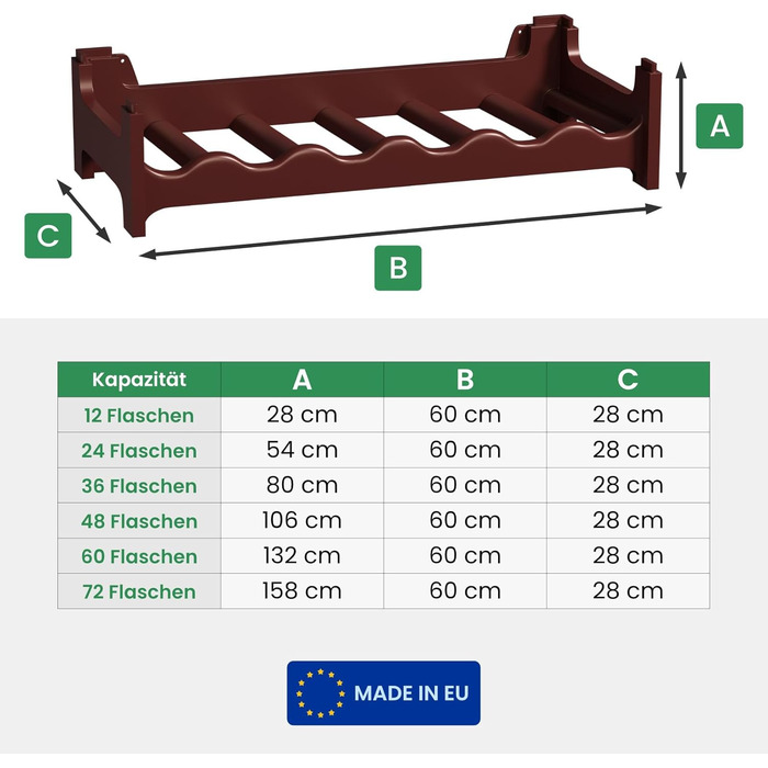 Стелаж для вина ARTECSIS на 72 пляшки, коричневий, з пластику, модульний, для ресторанів та барів