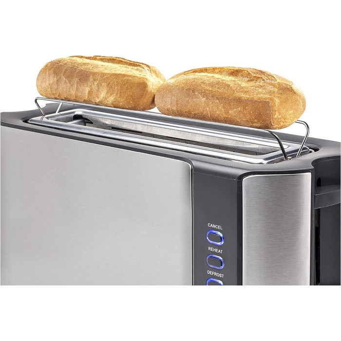 Тостер Princess з довгим слотом із вбудованою насадкою для хліба з нержавіючої сталі, чорний тостер з довгим отвором