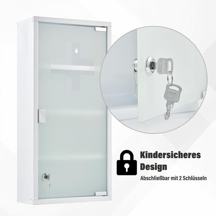 Медичний шкаф Zedelmaier з нержавіючої сталі, 4 відділення, для зберігання ліків, з замком, 57 x 27 x 12 см, білий