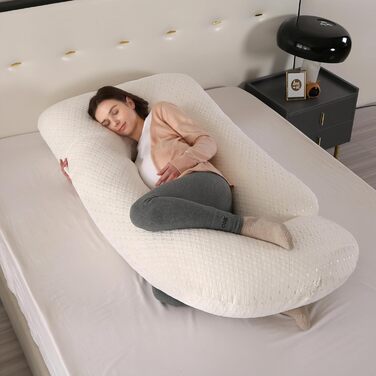 Подушка для вагітних GKXLH - J-подібна подушка для підтримки спини, живота та стегон, для комфортного сну, знімний чохол